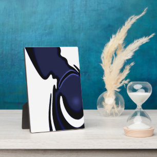 Blue Moon: Abstract Blue, White & Black Plaque