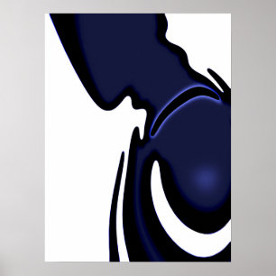 Blue Moon: Abstract Blue, White & Black Poster