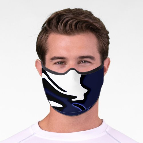 Blue Moon Abstract Blue White  Black Premium Face Mask