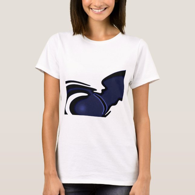 Blue Moon: Abstract Blue, White & Black T-Shirt (Front)