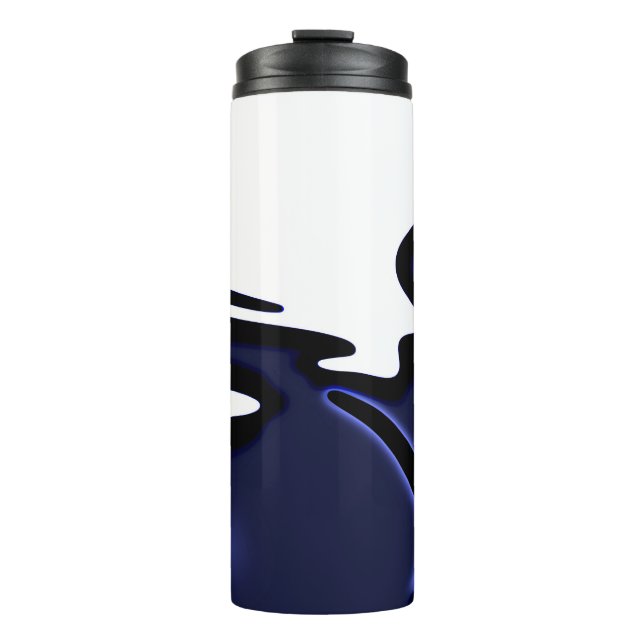 Blue Moon: Abstract Blue, White & Black Thermal Tumbler (Front)