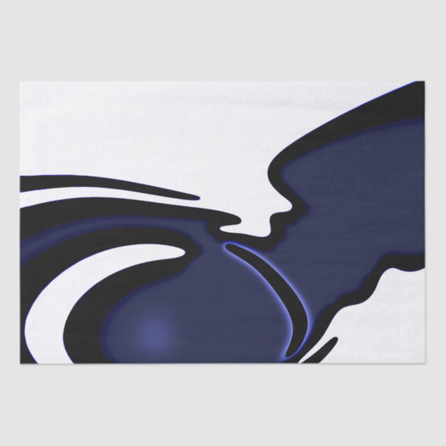 Blue Moon: Abstract Blue, White & Black Tissue Paper (Front)