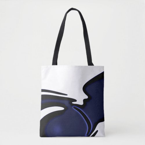 Blue Moon Abstract Blue White  Black Tote Bag