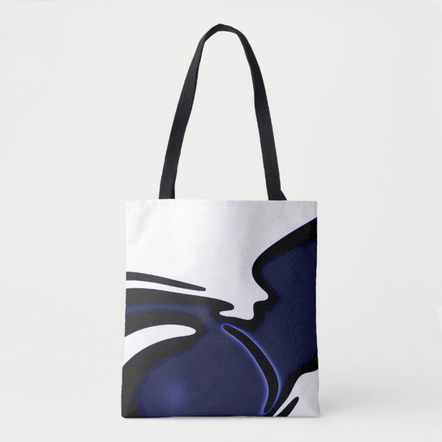 Blue Moon: Abstract Blue, White & Black Tote Bag (Front)