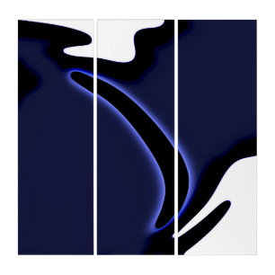 Blue Moon: Abstract Blue, White & Black Triptych