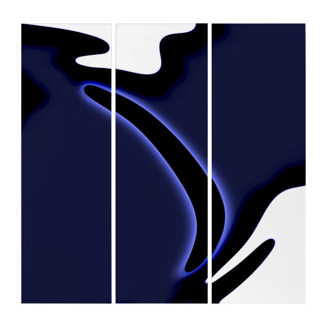 Blue Moon: Abstract Blue, White & Black Triptych (Front)