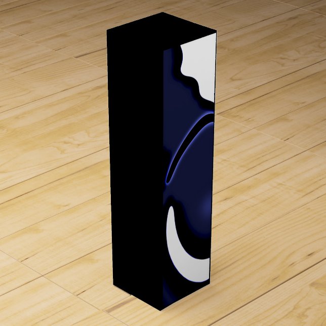 Blue Moon: Abstract Blue, White & Black Wine Box (Front)