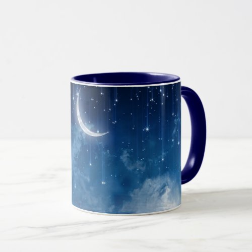 Blue moon  and night sky coffee mug