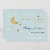 Blue Moon and Stars Baby Shower Invitation (Front/Back)