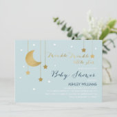 Blue Moon and Stars Baby Shower Invitation (Standing Front)