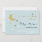 Blue Moon and Stars Baby Shower Invitation
