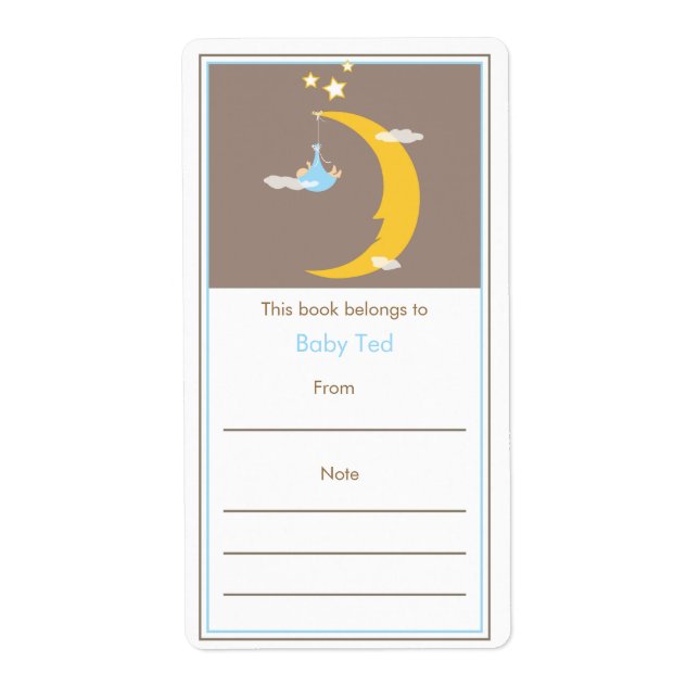 Blue Moon and Stars Bookplate (Front)