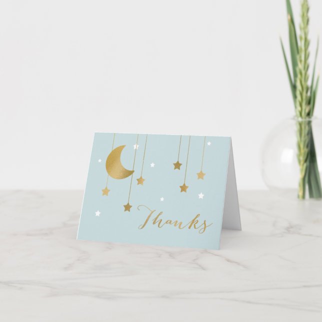 Blue Moon and Stars Thank You Note Card (Front)