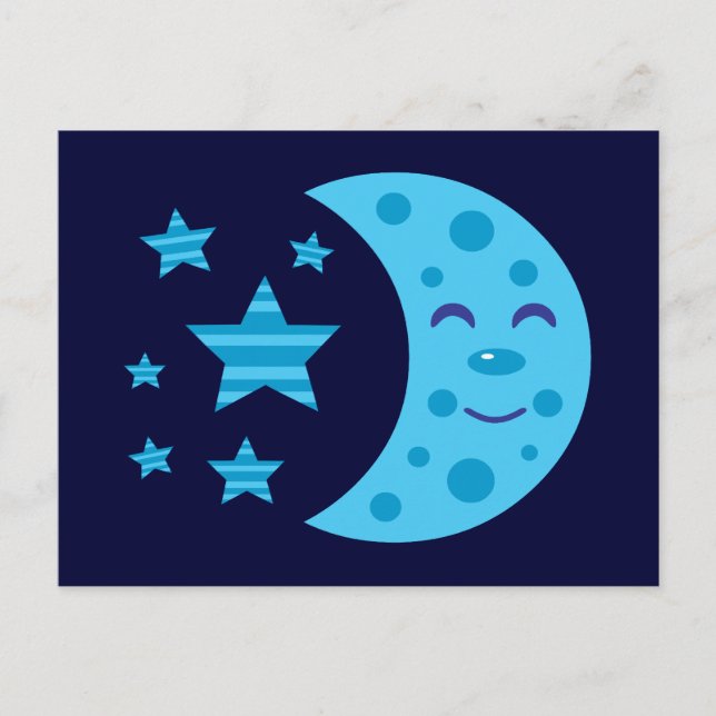 Blue Moon and Striped Stars Postcard (Front)