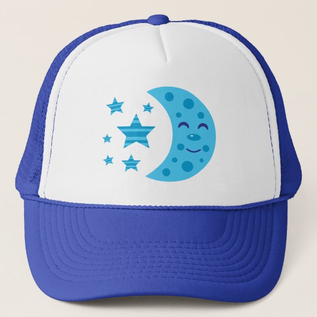 Blue Moon and Striped Stars Trucker Hat (Front)