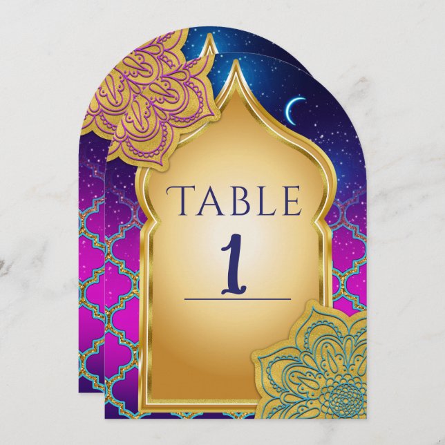 Blue Moon Arabian Nights Glam Gold Table Number (Front/Back)