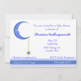 Blue Moon Baby Boy Shower Invitation