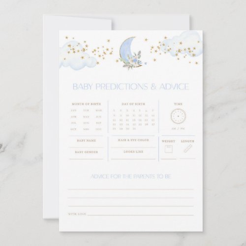 Blue Moon Baby Predictions Advice Baby Shower Game