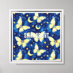 Blue Moon Butterflies & Stars Canvas Print