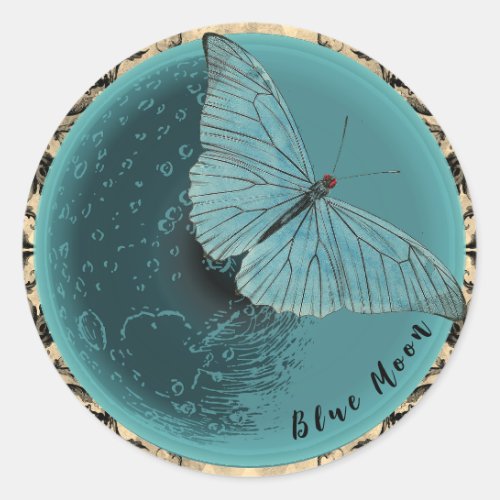 Blue Moon Butterfly Classic Round Sticker