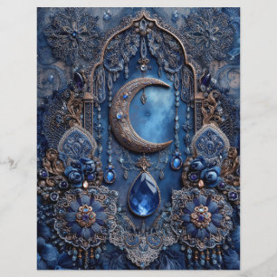 Blue Moon Charm Junk Journal Scrapbook Paper