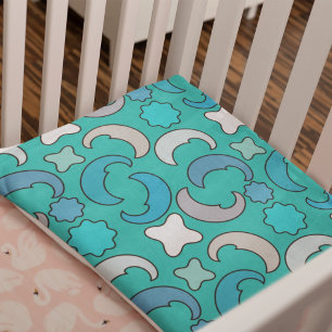 Blue Moon Clouds Pattern Baby Blanket