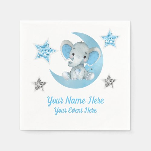 Blue moon Elephant Napkins Baby Shower Birthday