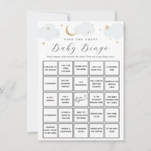 Blue Moon Find the Guest Baby Bingo Game Card