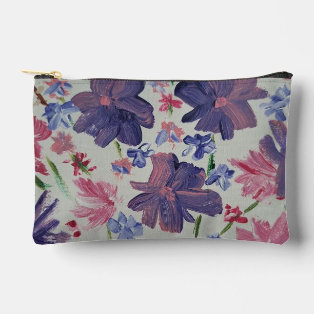 Blue Moon Floral Accessory Pouch (Front)
