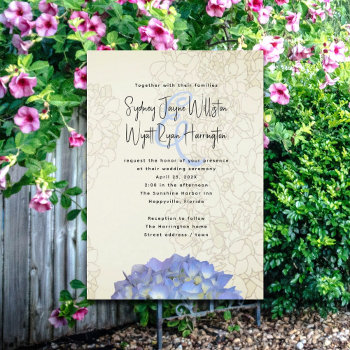 Blue Moon Floral Artwork Wedding Invitations by BlueHyd at Zazzle
