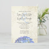 Blue Moon Floral Artwork Wedding Invitations (Standing Front)