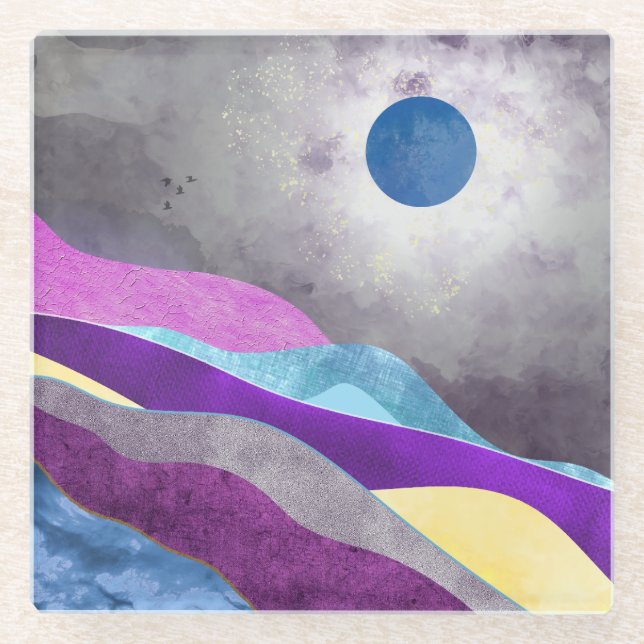 Blue Moon Glass Coaster (Front)