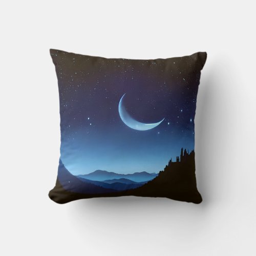 Blue moon glow throw pillow