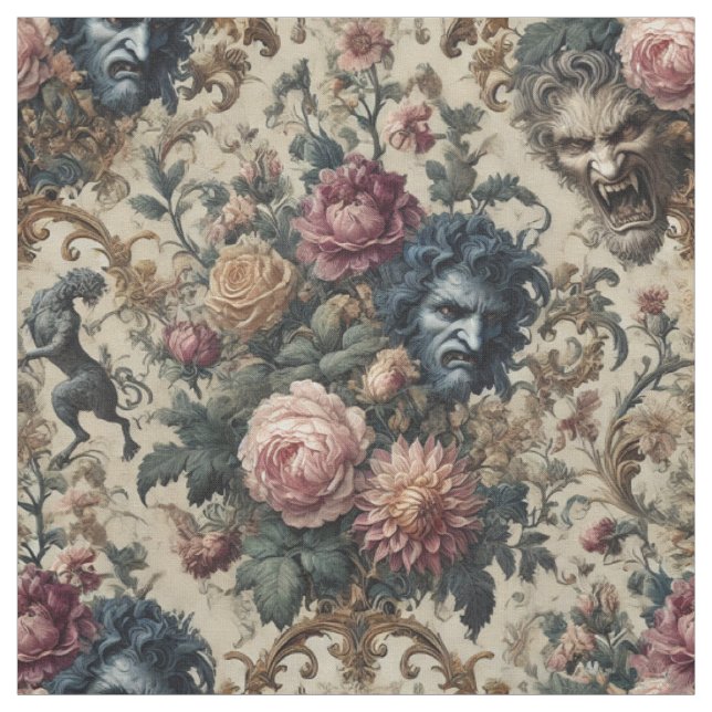 Blue Moon Grimoire – Gothic Statement Tile Fabric (Swatch)