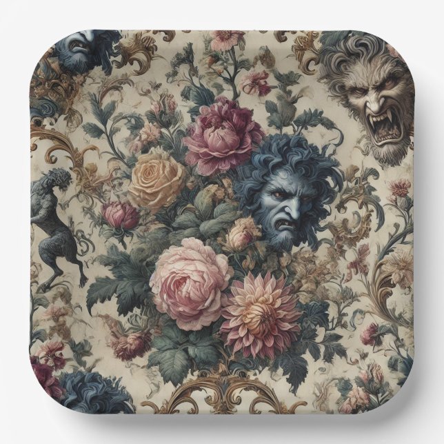 Blue Moon Grimoire – Gothic Victorian Paper Plates (Front)