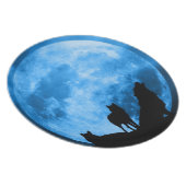 Blue Moon Howling Wolves Melamine Plate (Right Side)