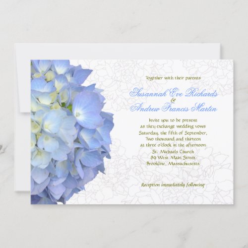 Blue Moon Hydrangea Custom Wedding Invitation