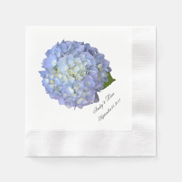 Blue Moon Hydrangea Custom Wedding Paper Napkin