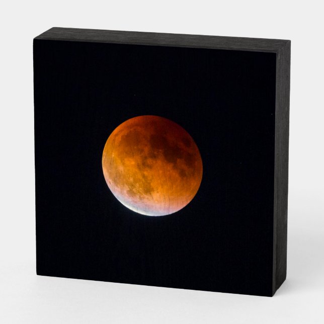 Blue Moon Lunar Eclipse | Washington State Wooden Box Sign (Angled Horizontal)