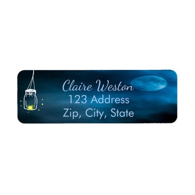 Blue moon mason jar light strings return address label (Front)