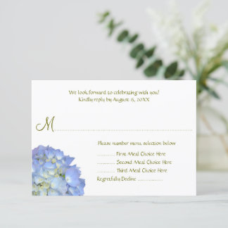 Blue Moon Menu Selection Wedding Reply Card