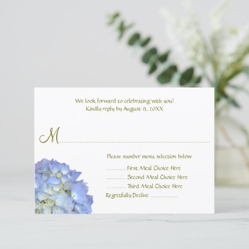 Blue Moon Menu Selection Wedding Reply Card