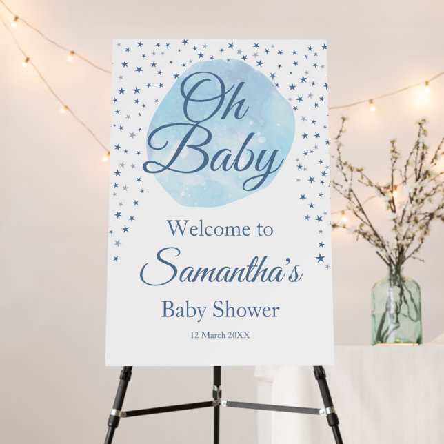 Blue Moon Oh Baby Shower Welcome Sign (In Situ (Stand))