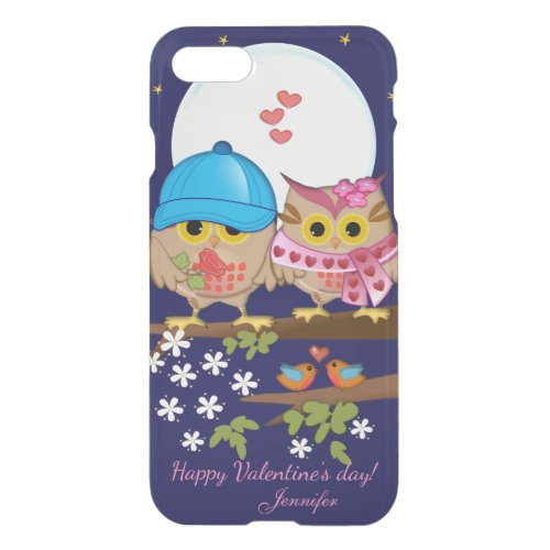 Blue moon owls in love  custom text iPhone SE87 case