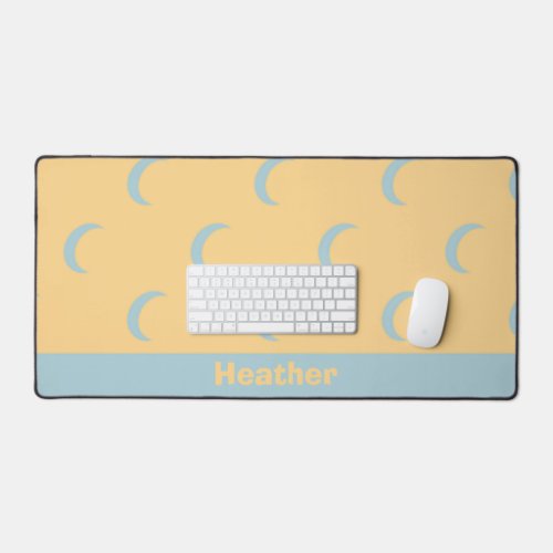 Blue moon patterned desk mat