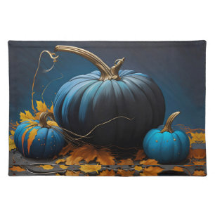 Blue Moon Pumpkins and Autumn Leaves Cloth Placemat