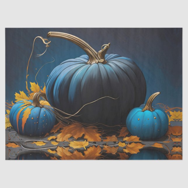  Blue Moon Pumpkins and Autumn Leaves Tissue Paper (Front)