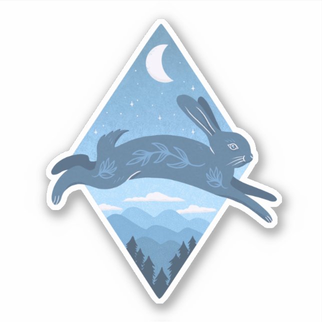 Blue Moon Rabbit Over Blue Ridge Mountains Sticker (Front)