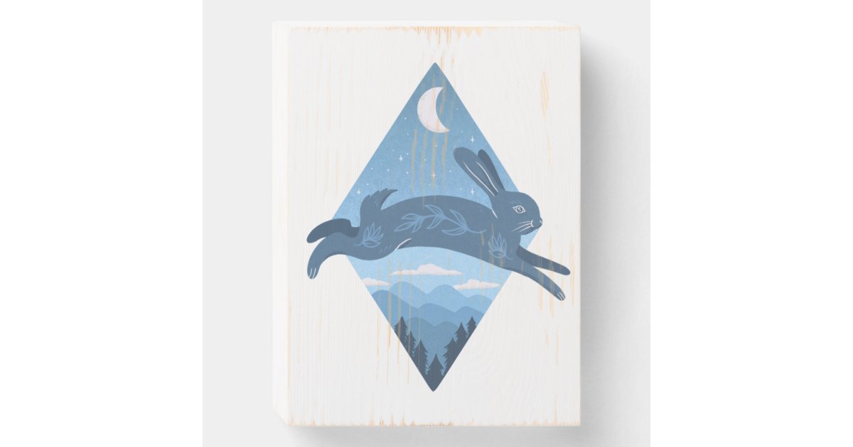 Blue Moon Rabbit Over Blue Ridge Mountains Wooden Box Sign | Zazzle