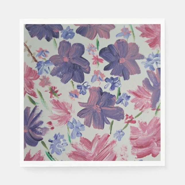 Blue Moon Rose Floral Party Napkins (Front)